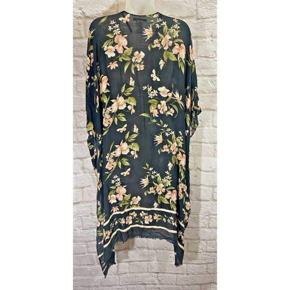 American Eagle Kimono Cardigan Top One Size Shawl Beach Coverup Ruana Floral - Picture 4 of 15